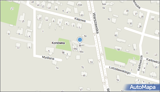 Radom, Warszawska, 55, mapa Radomia