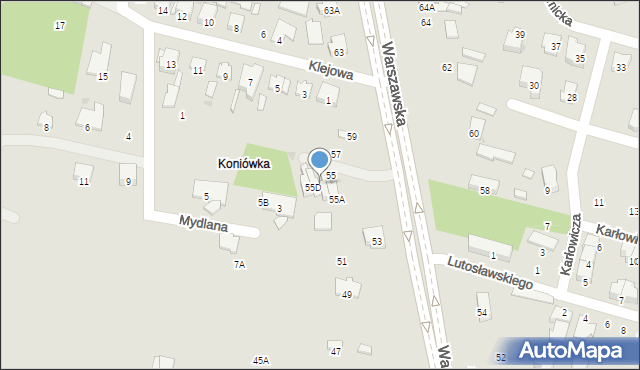 Radom, Warszawska, 55C, mapa Radomia