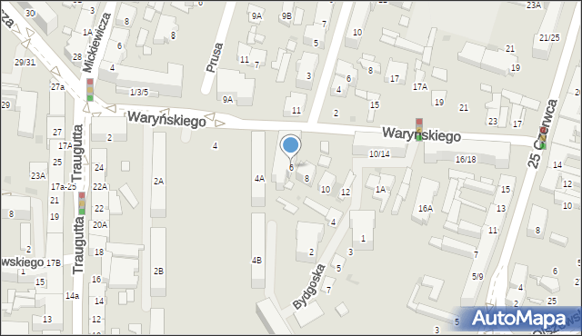 Radom, Waryńskiego Ludwika, 6, mapa Radomia