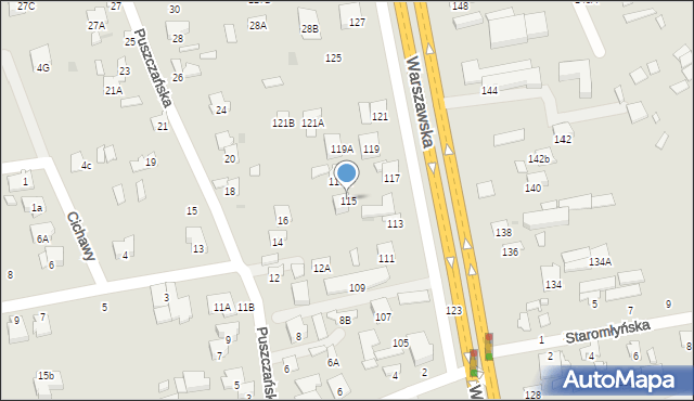 Radom, Warszawska, 115, mapa Radomia