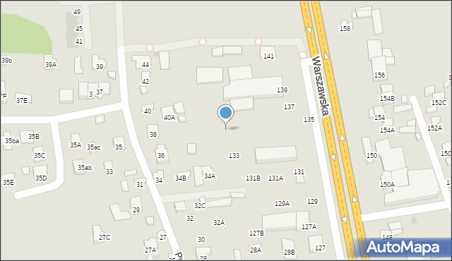 Radom, Warszawska, 135, mapa Radomia