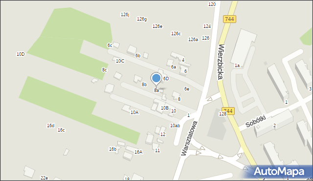 Radom, Warsztatowa, 8a, mapa Radomia