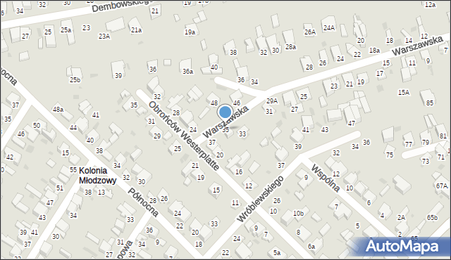 Radomsko, Warszawska, 35, mapa Radomsko