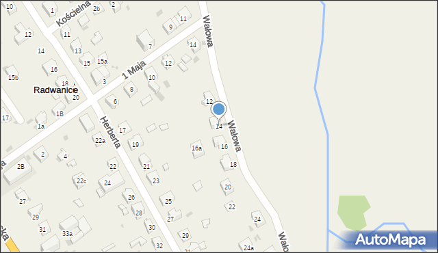 Radwanice, Wałowa, 14, mapa Radwanice