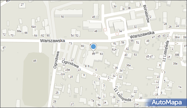 Radzyń Podlaski, Warszawska, 65, mapa Radzyń Podlaski