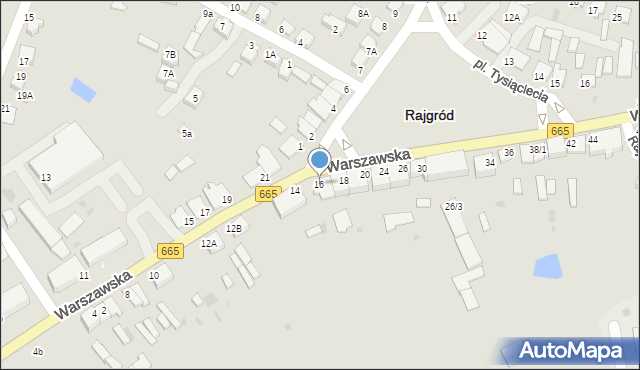 Rajgród, Warszawska, 16, mapa Rajgród