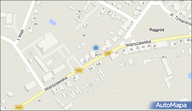 Rajgród, Warszawska, 19, mapa Rajgród