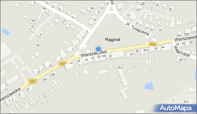 Rajgród, Warszawska, 24, mapa Rajgród