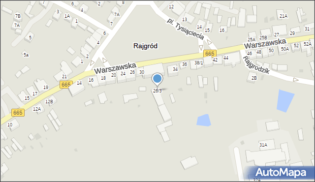 Rajgród, Warszawska, 26/3, mapa Rajgród