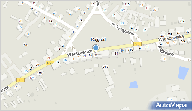 Rajgród, Warszawska, 30, mapa Rajgród