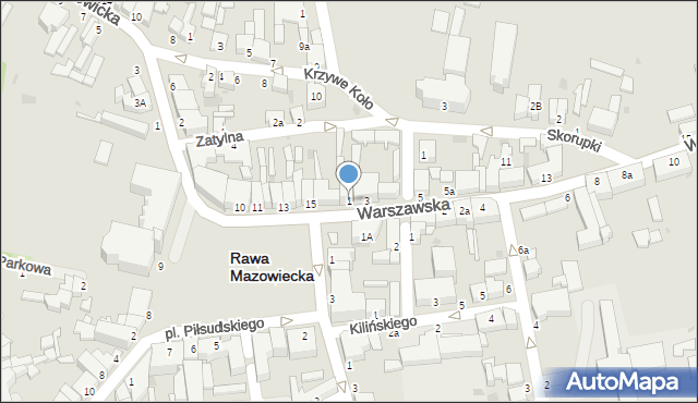 Rawa Mazowiecka, Warszawska, 1, mapa Rawa Mazowiecka
