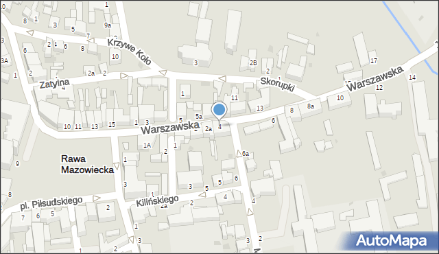 Rawa Mazowiecka, Warszawska, 4, mapa Rawa Mazowiecka