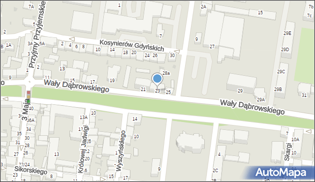 Rawicz, Wały Jarosława Dąbrowskiego, gen., 23, mapa Rawicz