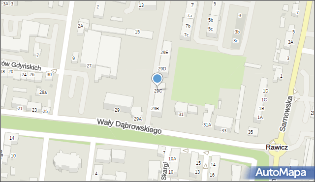 Rawicz, Wały Jarosława Dąbrowskiego, gen., 29C, mapa Rawicz