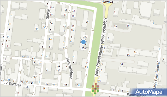 Rawicz, Wały Powstańców Wielkopolskich, 25A, mapa Rawicz