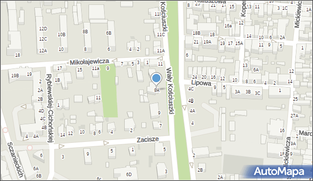 Rawicz, Wały Tadeusza Kościuszki, gen., 9A, mapa Rawicz