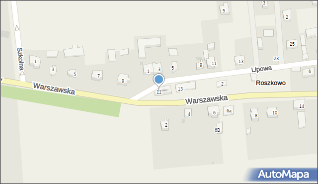 Roszkowo, Warszawska, 11, mapa Roszkowo