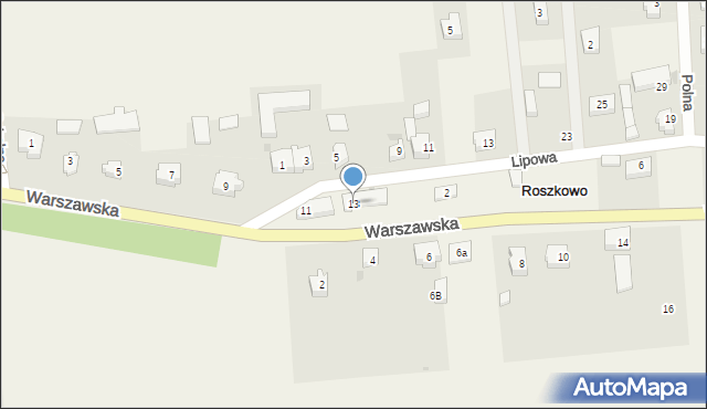 Roszkowo, Warszawska, 13, mapa Roszkowo