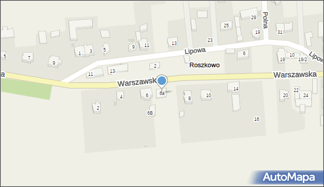 Roszkowo, Warszawska, 6a, mapa Roszkowo