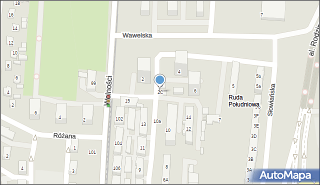 Ruda Śląska, Wawelska, 2C, mapa Rudy Śląskiej