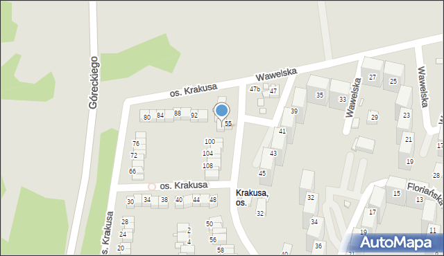 Rybnik, Wawelska, 55A, mapa Rybnika