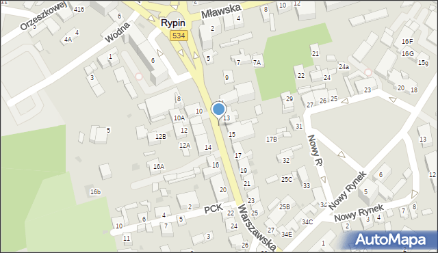Rypin, Warszawska, 14a, mapa Rypin