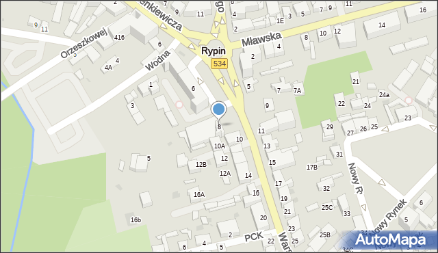 Rypin, Warszawska, 8, mapa Rypin