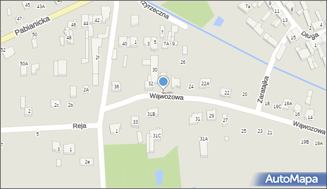 Rzgów, Wąwozowa, 28, mapa Rzgów