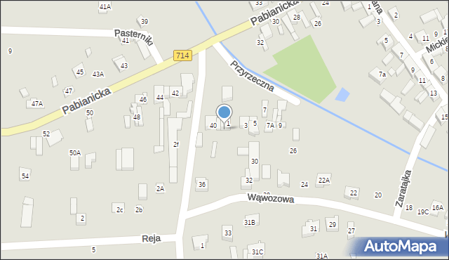 Rzgów, Wąwozowa, 34, mapa Rzgów