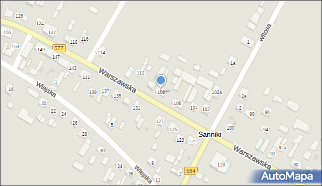 Sanniki, Warszawska, 108, mapa Sanniki