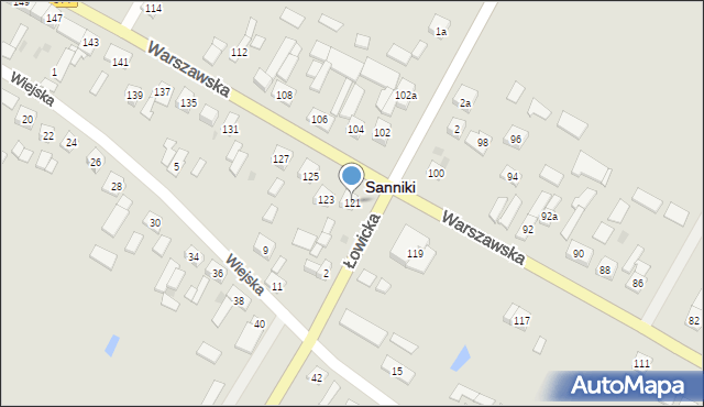 Sanniki, Warszawska, 121, mapa Sanniki