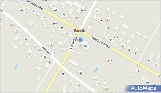 Sanniki, Warszawska, 122a, mapa Sanniki