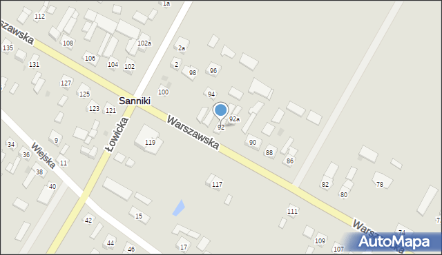 Sanniki, Warszawska, 92, mapa Sanniki