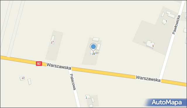 Seroki-Parcela, Warszawska, 19, mapa Seroki-Parcela