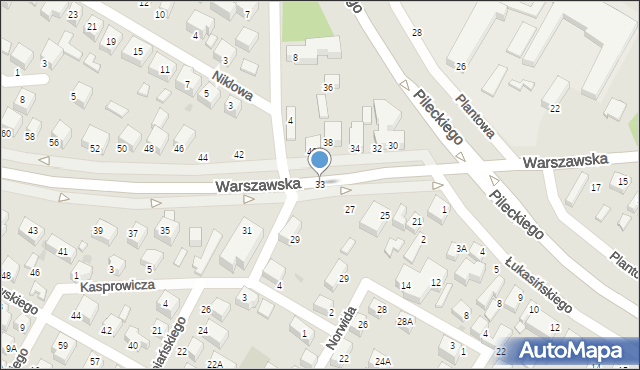 Siedlce, Warszawska, 33, mapa Siedlce