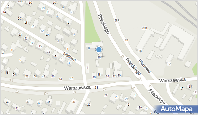 Siedlce, Warszawska, 36, mapa Siedlce