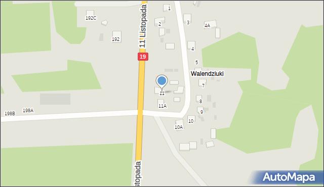 Siemiatycze, Walendziuki, 11, mapa Siemiatycze