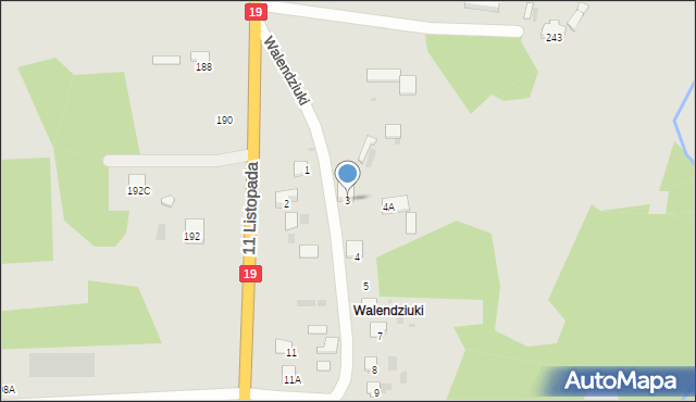 Siemiatycze, Walendziuki, 3, mapa Siemiatycze