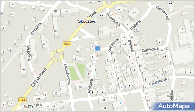 Skoczów, Wałowa, 10, mapa Skoczów