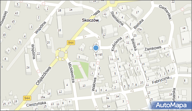 Skoczów, Wałowa, 5, mapa Skoczów