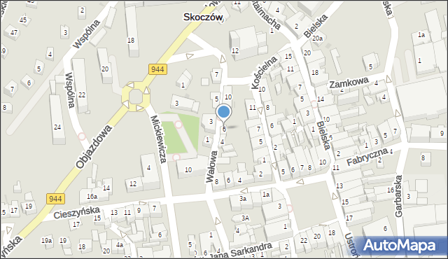 Skoczów, Wałowa, 6, mapa Skoczów