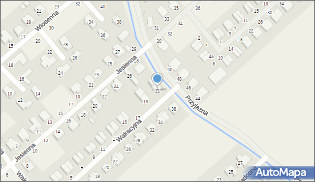 Skórzewo, Wakacyjna, 21, mapa Skórzewo