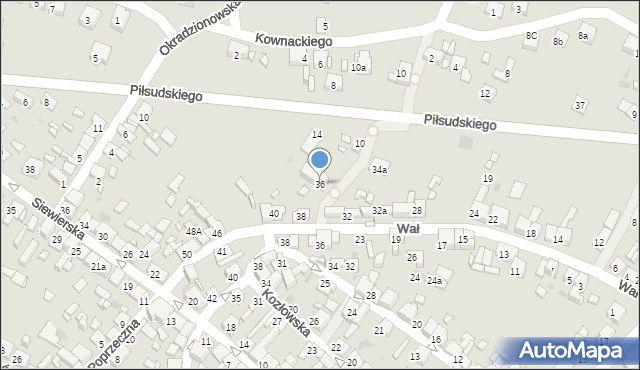 Sławków, Wał, 36, mapa Sławków