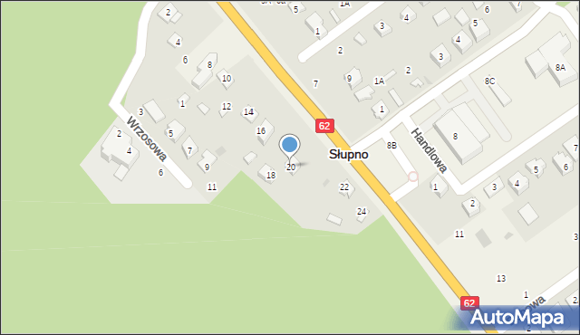 Słupno, Warszawska, 20, mapa Słupno