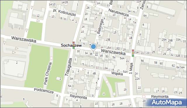 Sochaczew, Warszawska, 38/40, mapa Sochaczew