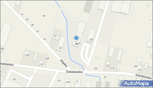 Sokołów, Wąska, 95a, mapa Sokołów