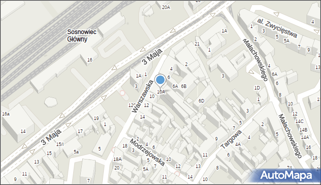 Sosnowiec, Warszawska, 10A, mapa Sosnowca