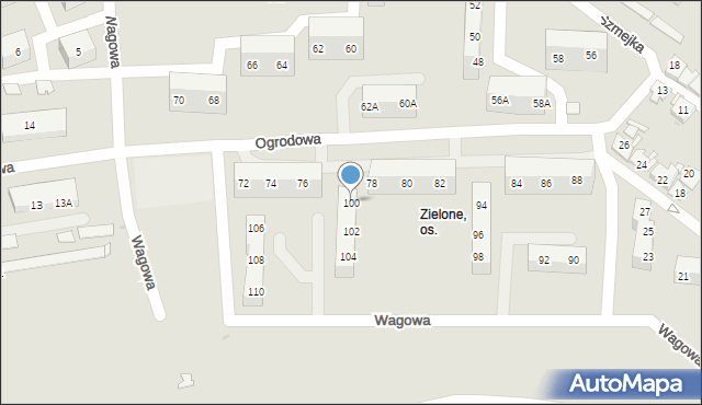 Sosnowiec, Wagowa, 100, mapa Sosnowca