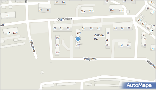 Sosnowiec, Wagowa, 104, mapa Sosnowca