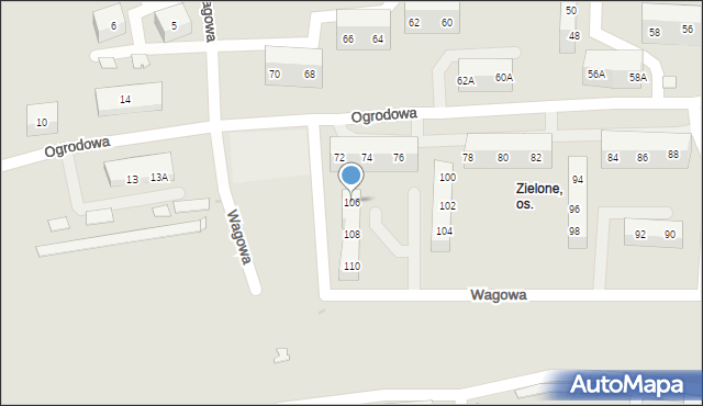 Sosnowiec, Wagowa, 106, mapa Sosnowca